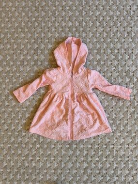 Pink Hooded Baby Coverup with Floral Embossing